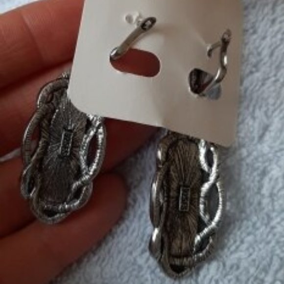 Bohemian Black Stone Earrings Tibetan Silver - Picture 3 of 3